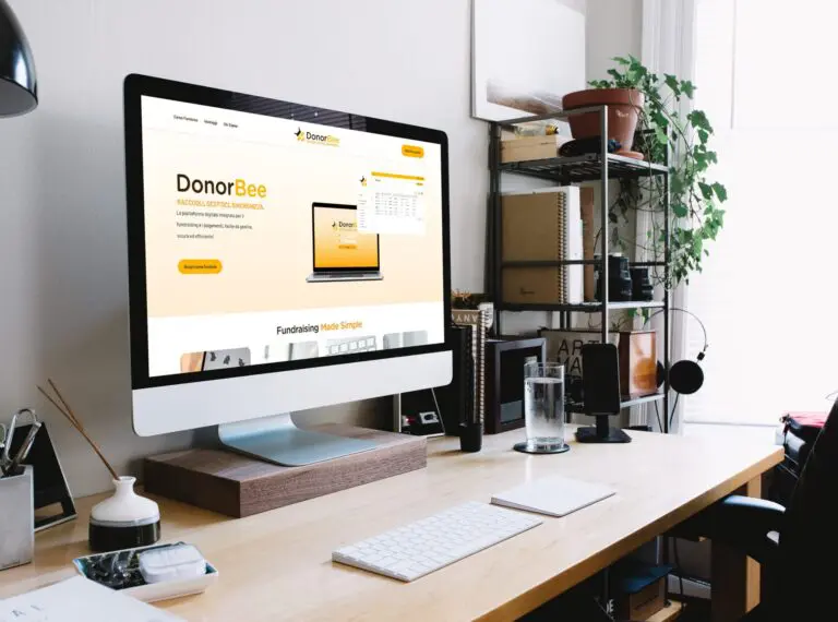 DonorBee logo visual identity landing page